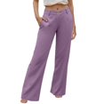 thumbnail image 1 of OSOLU Solid Color Women Casual High Waisted Palazzo Pants Wide Leg Long Trendy Trousers With Pocket Fashionable Classic Leisure Bottoms, 1 of 5