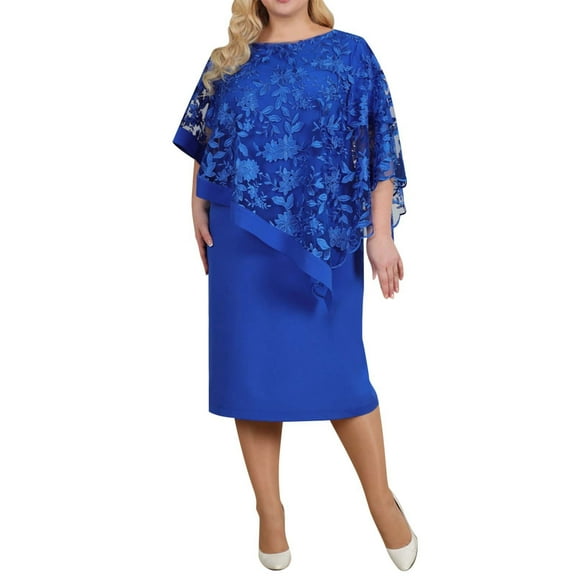 OSOLU Solid Color Women Chiffon Cape Dress Knee Length Evening Dress With Overlay Stylish Sundress Dresses For Women 2025 Elegant Classy