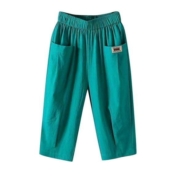 OSOLU Solid Color Women Cotton Pants Summer Wide Leg Casual Loose Drawstring High Waist Palazzo Pants Trousers With Pockets Fashionable Classic Leisure Bottoms