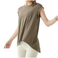 thumbnail image 1 of OSOLU Solid Color Women Covering Quick Drying Sports Tops Sweat Absorbing Short Sleeve Yoga Suit Loose Yoga Cover Up Shirts Soft Dailywear, 1 of 9