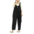 thumbnail image 1 of OSOLU Solid Color Women Cozy Sleeveless Dungarees Loose Long Jumpsuit Pants Trousers Overalls Everyday Comfort Versatile Bottoms, 1 of 8