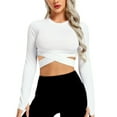 thumbnail image 1 of OSOLU Solid Color Women Crop Tops Tummy Long Sleeve Yoga Running Shirts Gym Workout Tank Tops Leisure Dailywear, 1 of 6