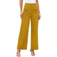 thumbnail image 1 of OSOLU Solid Color Women High Waist Wide Leg Straight Leg Elastic High Waist Casual Pants With Pockets Trousers Daily Relaxed Fit Breathable Bottoms, 1 of 4