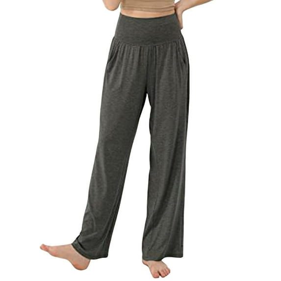 OSOLU Solid Color Women High Waisted Wide Leg Loose Pants Sports Sweatpants Beach Vacation Comfortable Home Casual Pants Trousers Everyday Comfort Versatile Bottoms