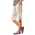 thumbnail image 1 of OSOLU Solid Color Women Knee Length Shorts Summer Casual Loose Beach Shorts With Pockets Daily Relaxed Fit Breathable Workout Training Joggers Bottoms, 1 of 5