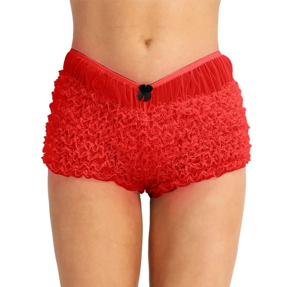 OSOLU Solid Color Women Lace Mini Skirt Low Rise Micro Skirt Asymmetrical Ruffle Hem Flared Lingerie Short Skirts Fashionable Classic Leisure Bottoms