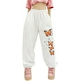 thumbnail image 1 of OSOLU Solid Color Women Loose Fit Elastic Drawstring Joggers Pants Workout Casual Butterfly Print Baggy Trousers Running Yoga Gym Plus Sport Harem Pants Sweatpants With Pockets Everyday Bottoms, 1 of 5