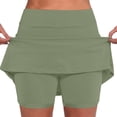 thumbnail image 1 of OSOLU Solid Color Women Mid-Waist Skort With Pockets | Active Casual Two Piece Shorts Skirt Daily Relaxed Fit Breathable Bottoms, 1 of 7