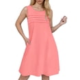 thumbnail image 1 of OSOLU Solid Color Women Pleated Front Tank Dresses Fashion Casual Sleeveless Pockets Dress Classic Sundress Flowy Vacation Dress, 1 of 6