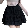 thumbnail image 1 of OSOLU Solid Color Women Pleated Skater Skirt Basic Casual High Waist Ruffles Flared Mini Lingerie Skirts Leisure Women Tops Dressy Casual, 1 of 5