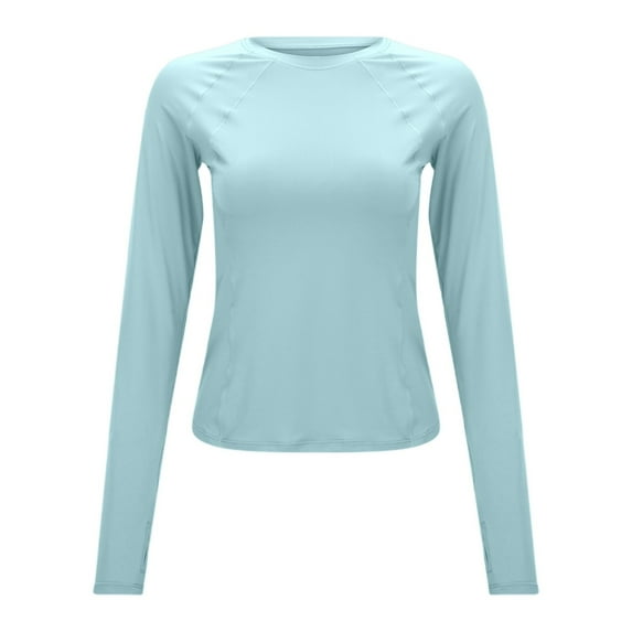 OSOLU Solid Color Women Protective Wicking Long Sleeve Yoga Fitness Shirt & Breathable For Running & Sports Breathable Dailywear