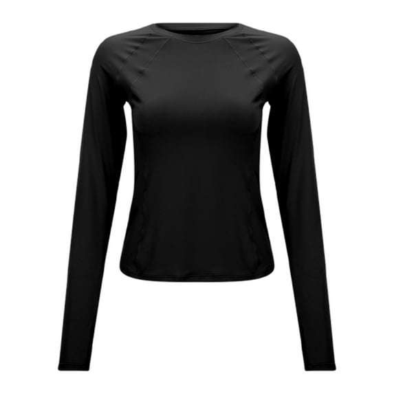 OSOLU Solid Color Women Protective Wicking Long Sleeve Yoga Fitness Shirt & Breathable For Running & Sports Classic Dailywear