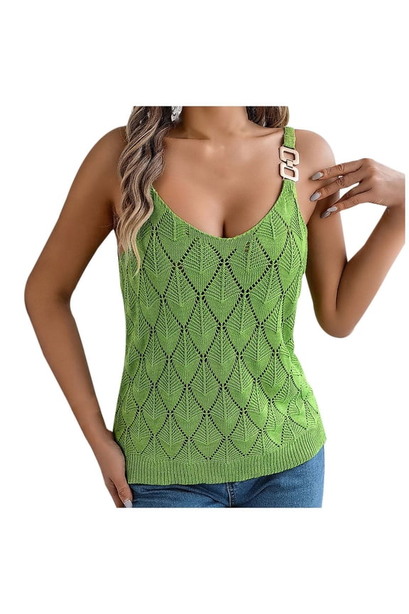 Solid Color Women Round R Neck Sleeveless Knitted Slim Fit Casual Vest Cute Dailywear