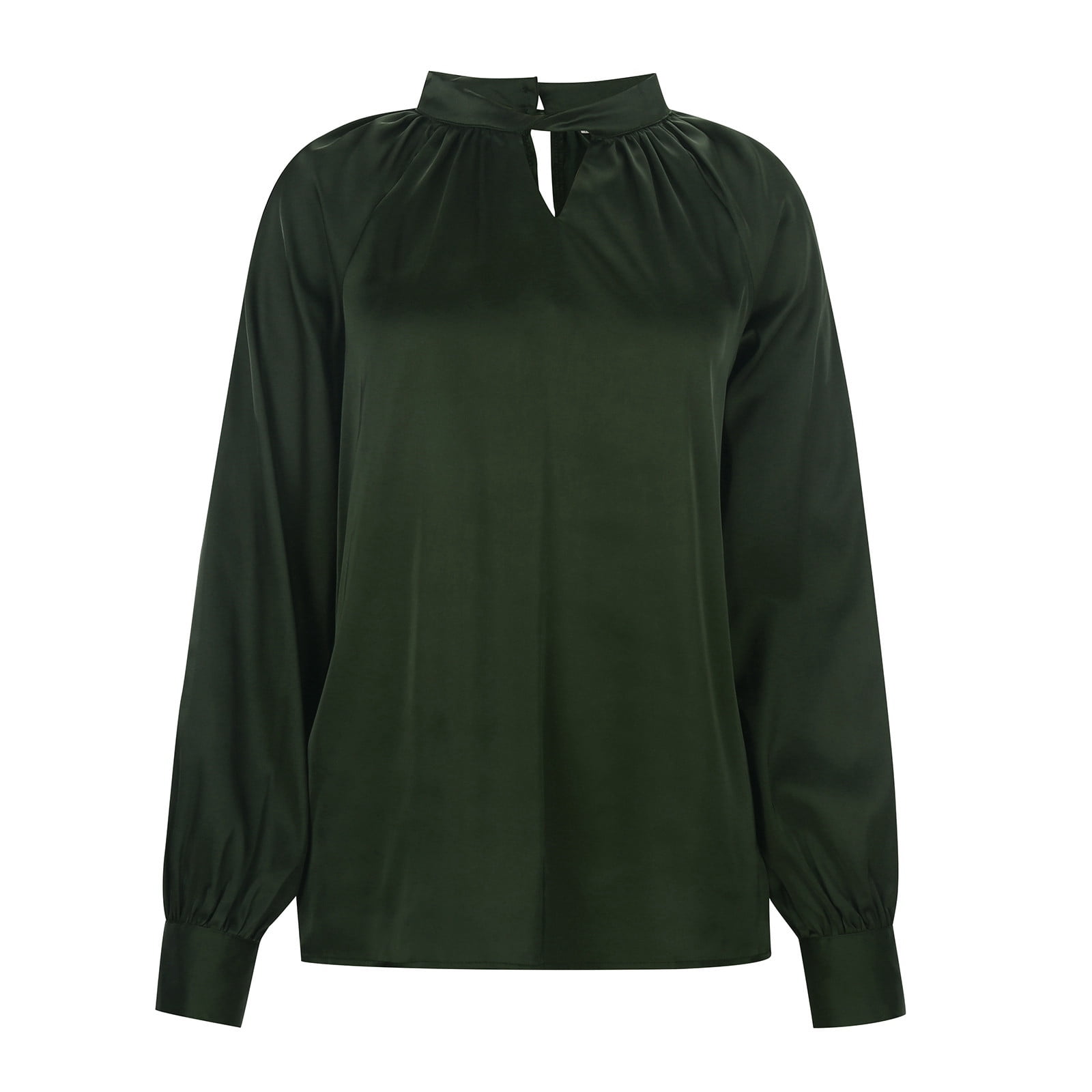 Women’s Satin V-Neck Long Sleeve Top – Slim Fit Solid Color Blouse main image 1