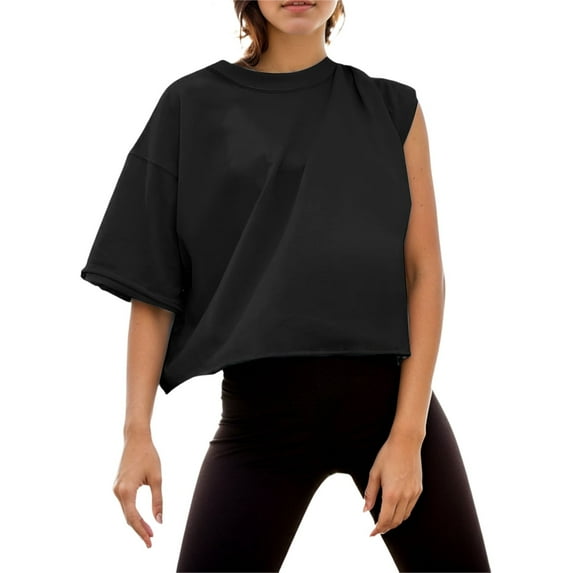 OSOLU Solid Color Women Short Sleeve Yoga Casual Loose Sports T-Shirt Tee Tops Stylish Dailywear