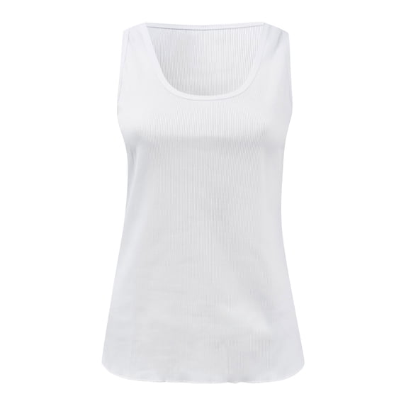 OSOLU Solid Color Women Sleeveless Scoop Neck Ribbed Knit Fitted Tank Tops Basic Tight Shirts Holiday Dailywear
