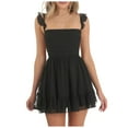 thumbnail image 1 of OSOLU Solid Color Women Spaghetti Strap Mini Dress Low Cut Sleeveeless Mini Dress Backless Going Out Ruffle Beach Wear Dress Fashionable Sundress Dresses For Women 2025 Elegant Classy, 1 of 6
