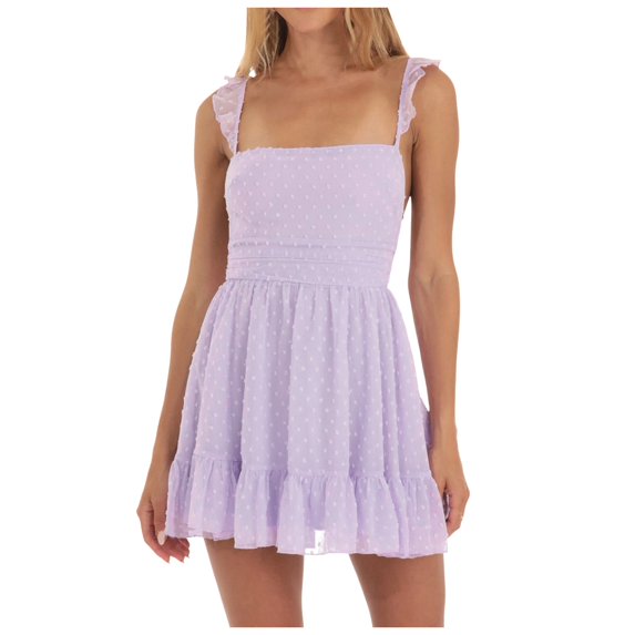 OSOLU Solid Color Women Spaghetti Strap Mini Dress Low Cut Sleeveeless Mini Dress Backless Going Out Ruffle Beach Wear Dress Stylish Sundress Dresses For Women 2025 Elegant Classy