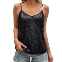 OSOLU Solid Color Women Sparkly Sequin Camisole Tops Stylish Layering Underwear For Parties Events Shirts Boho Dailywear