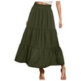 thumbnail image 1 of OSOLU Solid Color Women Summer Boho Elastic High Waist Pleated A-Line Flowy Ruffle Swing Tiered Long Beach Skirt Cozy Skirts, 1 of 7