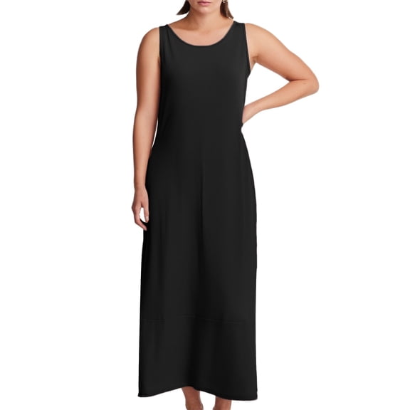 OSOLU Solid Color Women Summer Casual Dress U Neck Sleeveless Long Loose Flowy Comfortable Vacation Everyday Wear Birthday Sundress Dresses For Women 2025 Elegant Classy