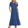 thumbnail image 1 of OSOLU Solid Color Women Summer Casual Short Sleeve O-Neck Swaying Flowing Layered Shirt Extra Long Beach Long Dress 2025 Fashion Dresses Birthday Sundress Dresses For Women 2025 Elegant Classy, 1 of 4