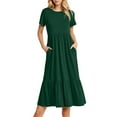 thumbnail image 1 of OSOLU Solid Color Women Summer Casual Short Sleeve O-Neck Swaying Flowing Layered Shirt Extra Long Beach Long Dress 2025 Fashion Dresses Lovely Sundress Wedding Guest Dress, 1 of 4