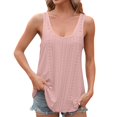 thumbnail image 1 of OSOLU Solid Color Women Tank Tops Sleeveless Eyelet Embroidery Neck Loose Fit Casual Summer Shirts Classic Women Tops Dressy Casual, 1 of 4