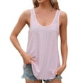 thumbnail image 1 of OSOLU Solid Color Women Tank Tops Sleeveless Eyelet Embroidery Neck Loose Fit Casual Summer Shirts Cute Dailywear, 1 of 4