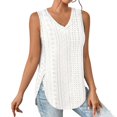 thumbnail image 1 of OSOLU Solid Color Women Tank Tops V-Neck Eyelet Embroidery Casaul Sleeveless Shirts Comfort Dailywear, 1 of 5