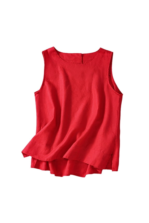 Solid Color Women Vest Casual Sleeveless Loose Thin Crew Neck Casual Vest Tops Shirts Cozy Dailywear