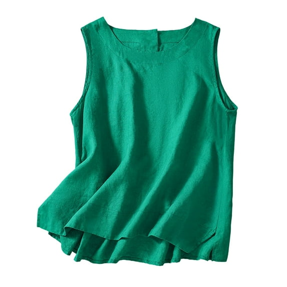 OSOLU Solid Color Women Vest Casual Sleeveless Loose Thin Crew Neck Casual Vest Tops Shirts Stylish Dailywear