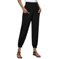 thumbnail image 1 of OSOLU Solid Color Womens Linen Wide Leg Pants Casual Loose Elastic Waisted Barrel Beach Palazzo Pants With Pockets Trousers Daily Relaxed Fit Breathable Bottoms, 1 of 6