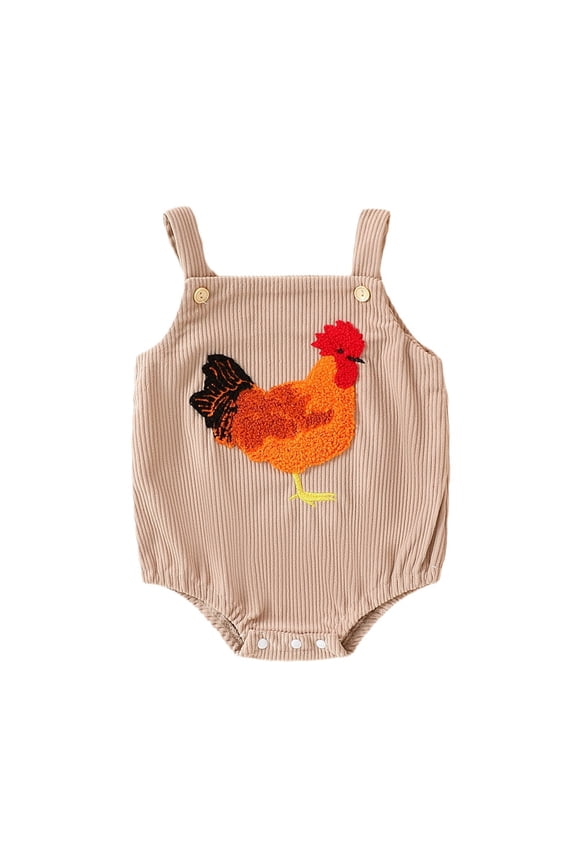 Spring Summer Boys Girls Toddler Embroidered Halter Jumpsuit Onesie Out Wear Classic Dailywear, 6-9 Months