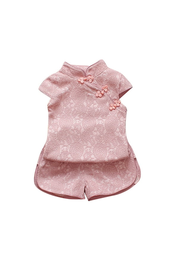 Summer Flower Cheongsam Kid Qipao Children Dress Skirt Tang Suit Cute Toddler Kids Chinese Traditional Dress Birthday Dailywear, 6-12 Months