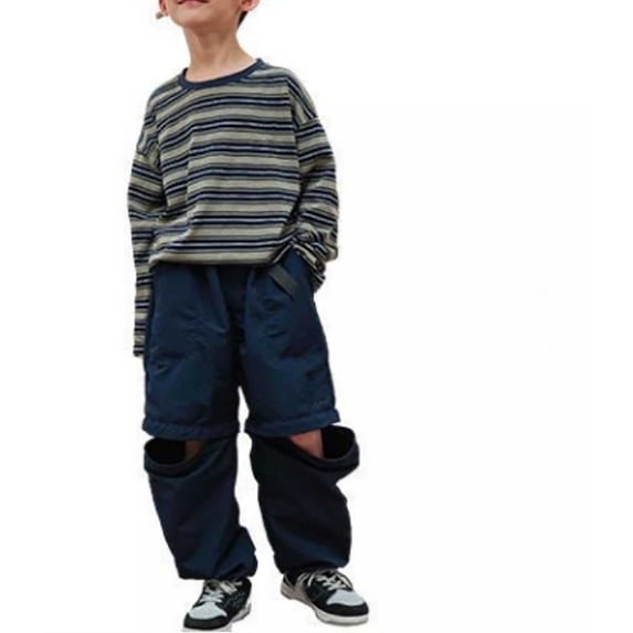 OSOLU Boys Detachable Cargo Pants Solid Color with Pockets Outdoor Functional Bottoms Arrival Casual Daily Wear Stylish Holiday Trousers