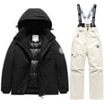thumbnail image 1 of OSOLU Teen Boys Girls Clothing Sets Solid Color Long Sleeve Winter Ski Outfit Warm Thermal Snowsuit Cold Weather Chic Casual Sets, 1 of 2