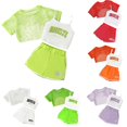 thumbnail image 1 of OSOLU Girls Outfits Summer 3 Piece Casual Loose Fit Sleeveless Vest Tops and Shorts Outdoor Activities Comfortable Breathable Classic Holiday Clothing Sets, 1 of 4