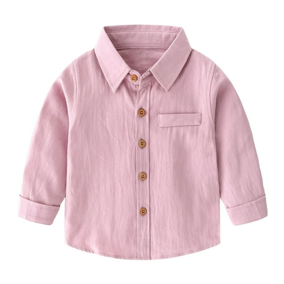 OSOLU Toddler Boys Girls Long Sleeve Polo Shirts Casual Solid Color Gentleman Tops Holiday T Shirt Baby Cute Dailywear, 4-5 Years