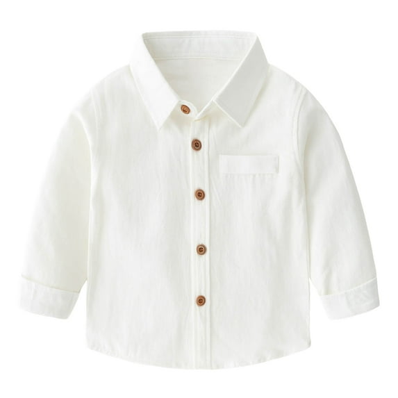 OSOLU Toddler Boys Girls Long Sleeve Polo Shirts Casual Solid Color Gentleman Tops Holiday T Shirt Breathable Dailywear, 7-8 Years