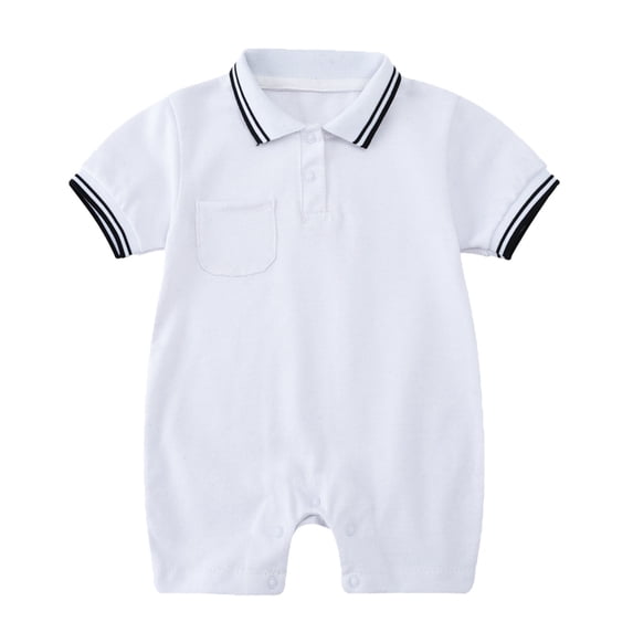 OSOLU Toddler Boys Girls Short Sleeve Solid Color Pullover Romper Gentleman Jumpsuit Onesie Leisure Dailywear, 12-18 Months