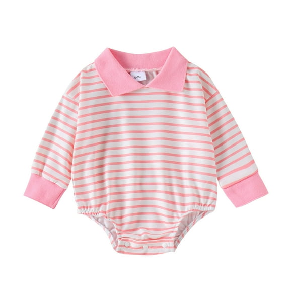 OSOLU Toddler Boys Girls Short Sleeve Striped Romper Bodysuits Gentleman Clothes Comfort Dailywear, 3-6 Months