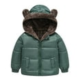 thumbnail image 1 of OSOLU Toddler Boys Girls Winter Coat Bear Ears Hooded Jacket Reversible Wear Thicken Windproof Zipper Warm Outwear Classic Dailywear, 12-18 Months, 1 of 3