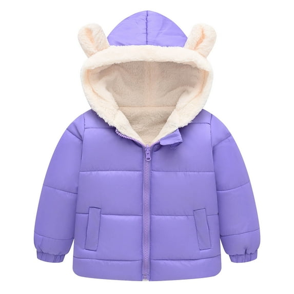 OSOLU Toddler Boys Girls Winter Coat Bear Ears Hooded Jacket Wear Thicken Windproof Zipper Warm Outwear Soft Dailywear, 12-18 Months