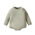 thumbnail image 1 of OSOLU Toddler Boys Long Sleeve Letter Embroider Pullover Romper Sweatshirt Bodysuits Baby Versatile Dailywear, 3-6 Months, 1 of 6
