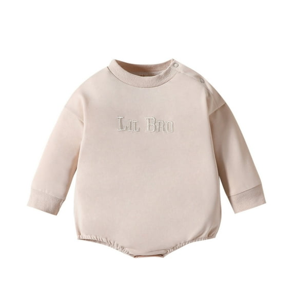 OSOLU Toddler Boys Long Sleeve Letter Embroider Pullover Romper Sweatshirt Bodysuits Cute Dailywear, 12-18 Months