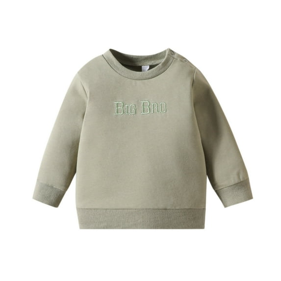 OSOLU Toddler Boys Long Sleeve Letter Embroider T Shirt Pullover Tops Clothes Baby Leisure Dailywear, 6-12 Months