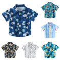 thumbnail image 1 of OSOLU Toddler Boys Shirt Lapel Collar Short Sleeve Full Pineapple Banana Fruit Print Button Front Playwear Tops, 1 of 7