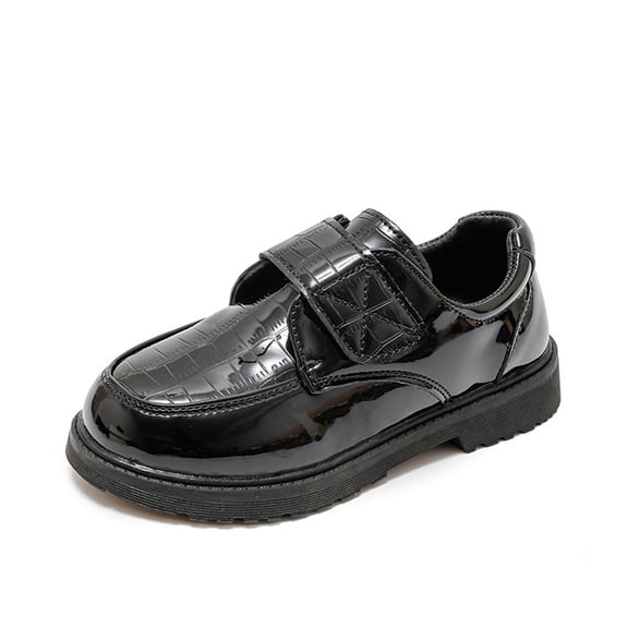 OSOLU Toddler Boys Soft Sole Black Leather Shoes For School And Performance Baby Breathable Footwear, 27