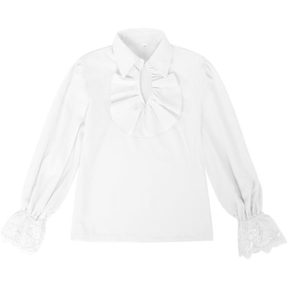 OSOLU Toddler Boys Solid Color Shirt Renaissant Lace Up Scottish Jacobite Classical Tops Baby Breathable Dailywear, 8-9 Years